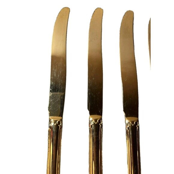 FB Rogers Golden Plated Electroplate American Chipendale Flat 5 Butter Cutters - Picture 4 of 14